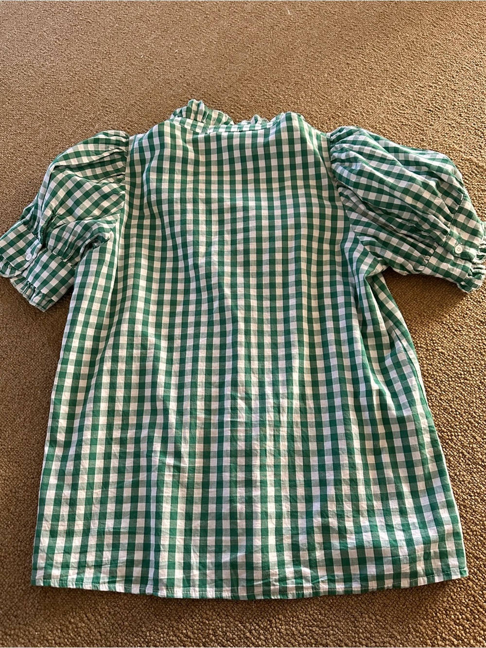 SageVell Green and White Gingham Ruffle Top - Picture 2 of 2